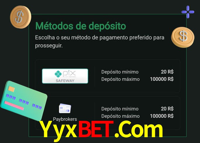 O cassino Yyxbet.Com oferece uma grande variedade de métodos de pagamento